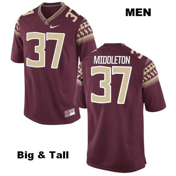 Men's NCAA Nike Florida State Seminoles #37 Blaik Middleton College Big & Tall Red Stitched Authentic Football Jersey CHH0869ZI